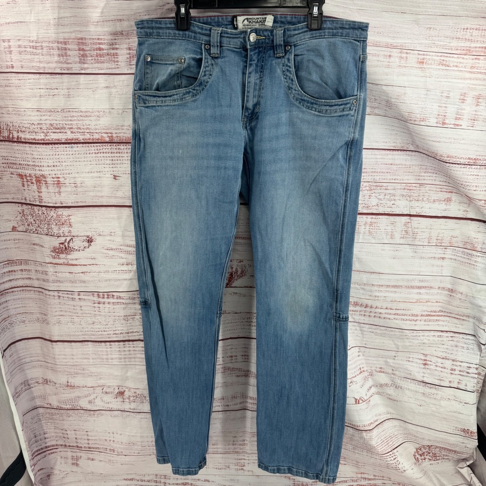 Mountain Khakis Jeans Mens 38x34 Classic Fit Light Wash Articulated Knee Denim